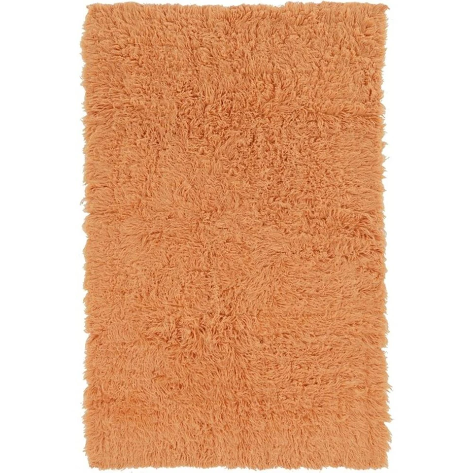 Linon New Flokati Hand Woven Wool 2'x3' Rug in Sherbet Orange - Image 2 of 4