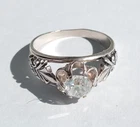 Vintage Ring White stone Silver 875 test star USSR times Women's Jewelry size 8