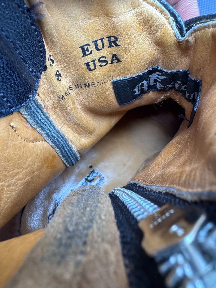 Botas femininas Old Gringo de couro preto cravejado cowgirl ocidental tamanho 8 - Imagem 3 de 4