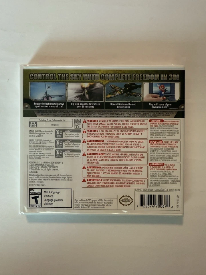 Ace Combat Assault Horizon Legacy + Plus - Nintendo 3DS New Sealed - Image 2 of 4