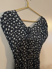 Vintage Floral Anna USA 80/90  s Cap Sleeve Midi Dress Size Med Whimsigoth