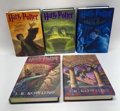 Lot of 5 Harry Potter Hardcover Books 1-2 + 5-7 - 1st US Edition