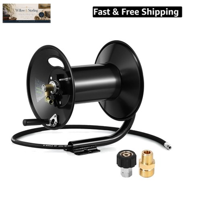 #ad Pressure Washer Hose Reel 200ft Heavy Duty Steel Hose Reel Manual Crank Pow... $281.19
