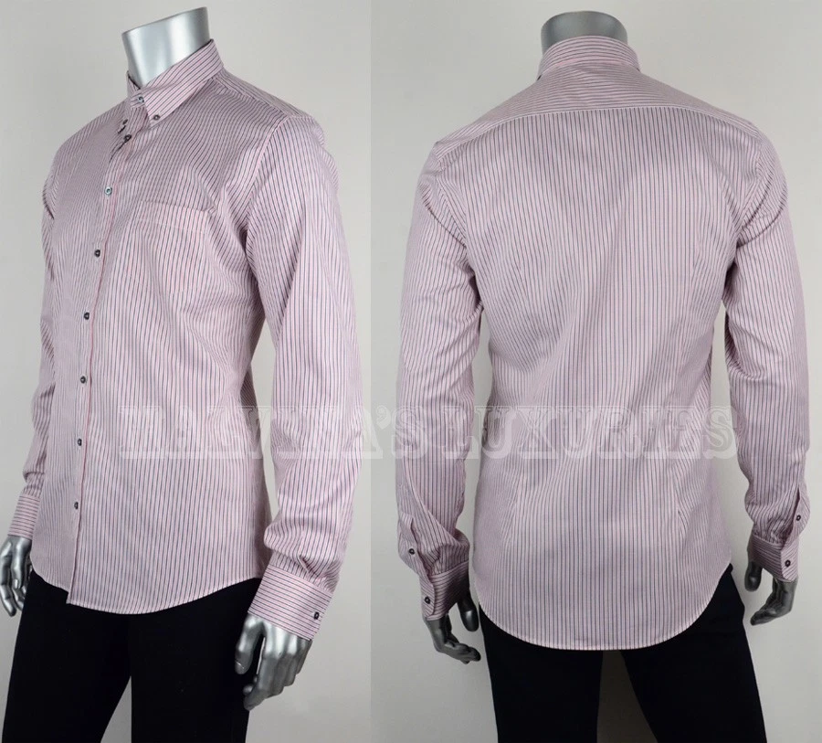 GUCCI DRESS SHIRT MENS CLASSIC PINSTRIPED COTTON MULTICOLORED sz 44 / 17.5 - Image 3 of 4