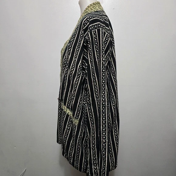 Chicos Y2K Reversible Kimono Jacket Olive Green Black Asian Style Boho Global OS - Image 4 of 4