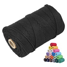 Macrame Cotton Cord 2mm x 219 Yards Black Natural Rope DIY Craft Supplies