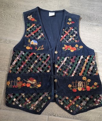VTG Casey & Max Waistcoat Vest Womens M Black Fall Cardigan Style India Made