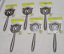 Lot Of 6 Stainless Steel 2-Prong Cocktail Strainer -- New Unused True Strainers