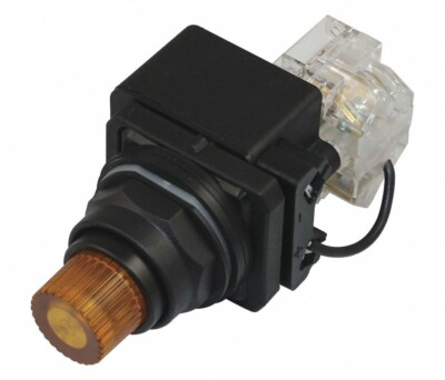 24VAC/DC Complete Push to Test Pilot Light w/ Yellow 
