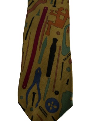 All American Basco Mens Tie Tools Vintage Nails Wrench Neutral Color