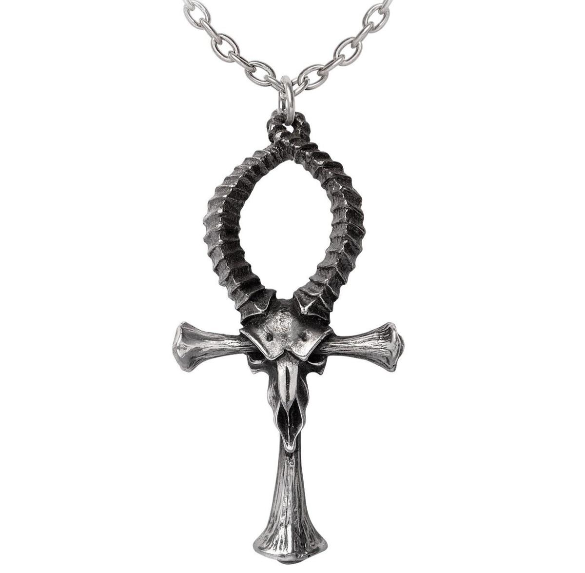 Alchemy Gothic Ankh of Ammon Pendant King of Gods Necklace Ram