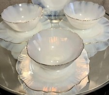 Macbeth-Evans Monax vergoldeter Rand American Sweetheart Seitenteller & Sherbets 7 Stück