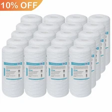 20 Pack 10" x 4.5" String Wound Sediment Water Filter 1/5/10 Micron for Big Blue