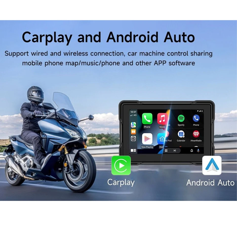 5" Wasserdicht Motorrad navi 1080P DVR carplay Android auto touchscreen GPS IP67 - Bild 2 von 4