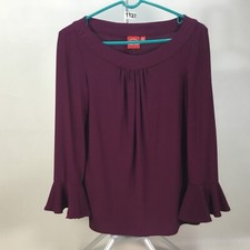 OSCAR de la Renta Company Women's Plum/Fuchsia Long Flutter Sleeve Size M 1127.