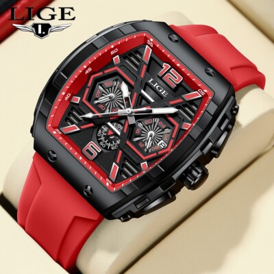 Luxury Men's Watch Quartz Date Big Square Dial Diver Sport Waterproof Wristwatch