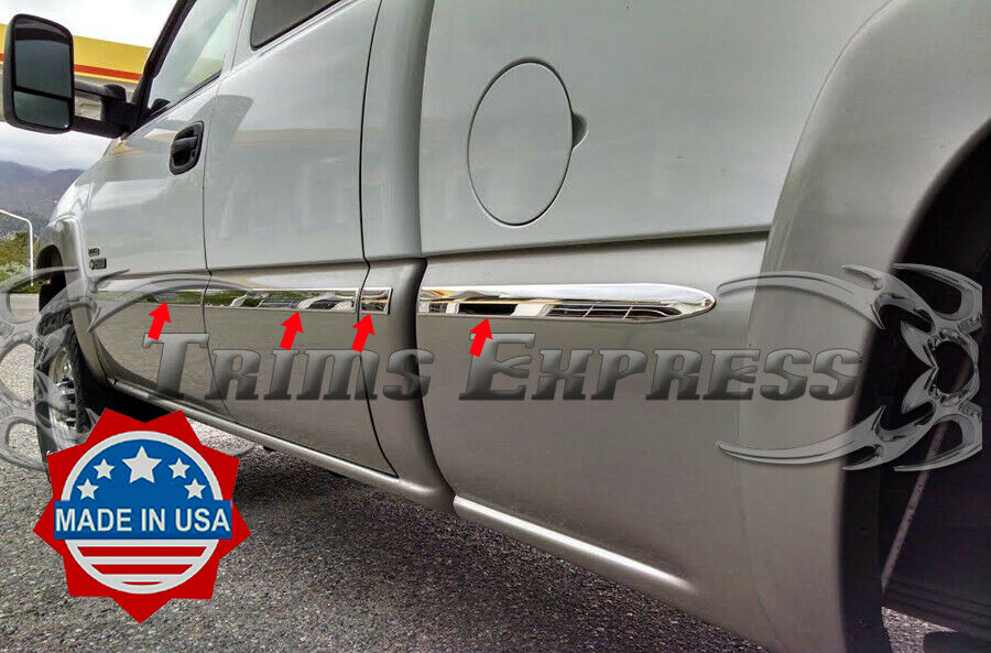 1.5" Flat Stainless Steel Body Side Molding Trim For 1999-2006 Chevy Silverado Crew Cab - Chrome, Self-Adhesive 2 thumbnail image