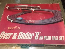 Eldon 1/32 over & under 8  HO Road Race Set.Rare japan   1968