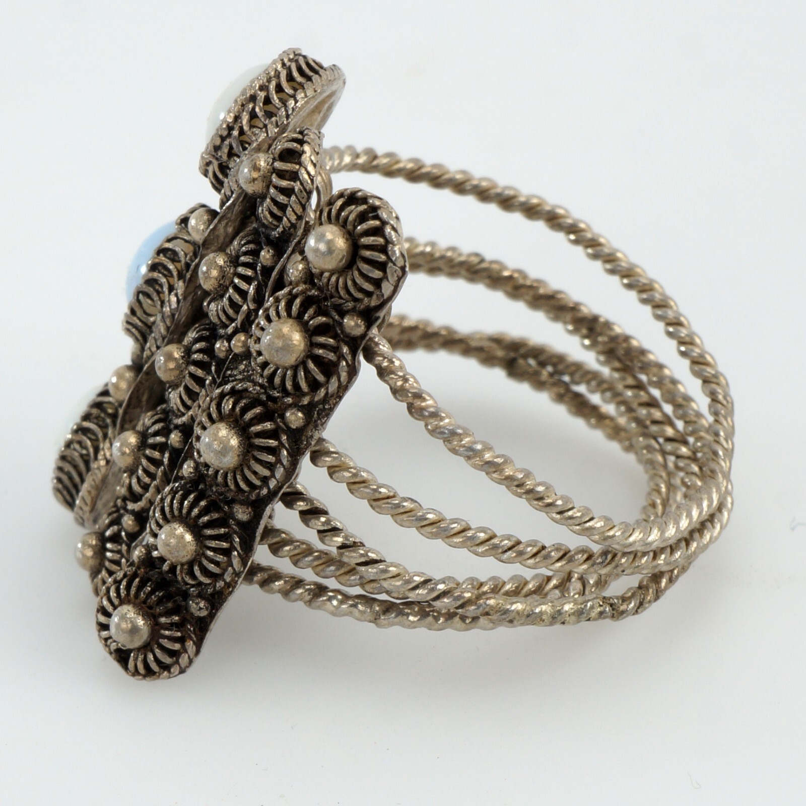 Vintage Multiple Wired Silver Statement Moonstone… - image 3