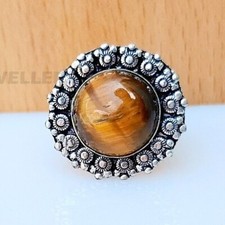 Tiger Eye Ring 925 Sterling Silver Handmade Natural Gemstone Jewelry All Sizes