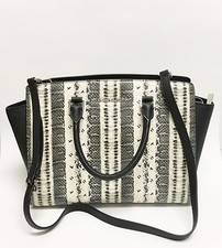 NEW MICHAEL KORS SELMA LARGE BLACK & WHITE SNAKE PRINT LEATHER SATCHEL,TOTE,BAG