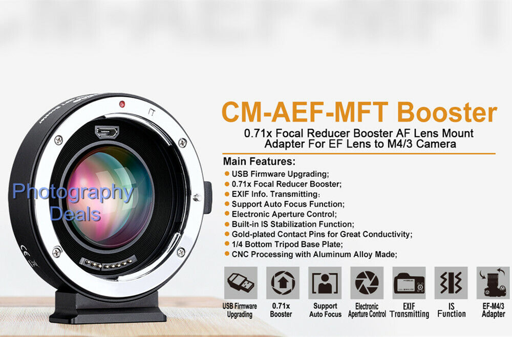 Commlite CM-AEF-MFT AF Lens Adapter Booster For EF Lens To Micro 4/3 M4/3  Camera