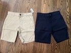 Nwt Old Navy Girls Size 10-12 Large Beige & Navy Bermuda School Uniform Shorts