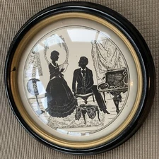 Silhouette Picture By C & A Richards “Just A Song At Twilight” Round  5 1/2”.