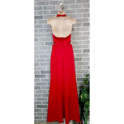 Lulus Halter Maxi Dress Size Small Red Evening Gown Side Slit Cutout Formal  Prom | eBay