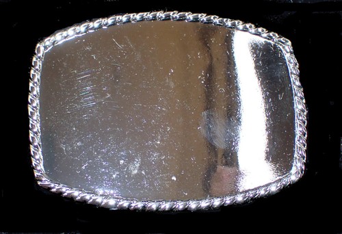 BLANK RECTANGULAR (SHINY SILVER BACKGROUND) BELT BUCKLE - Picture 1 of 3