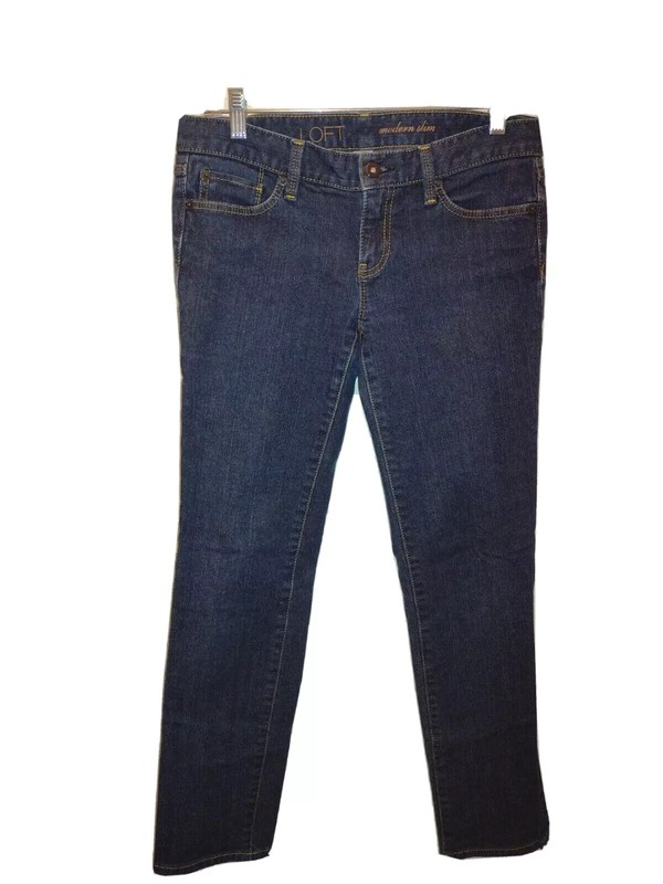 Ann Taylor LOFT Women's Modern Slim Jeans Size 4 Blue Dark Wash