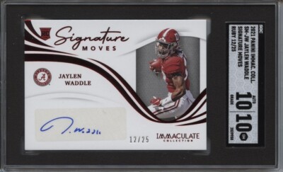 2021 Immaculate SP # 12/25 Jaylen Waddle RC Autograph SGC 10 Auto Alabama