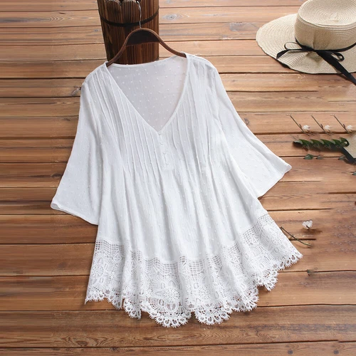 Plus Size 20-28 Womens Lace Tunic Tops Ladies V Neck Baggy Casual T Shirt Blouse - Picture 23 of 30