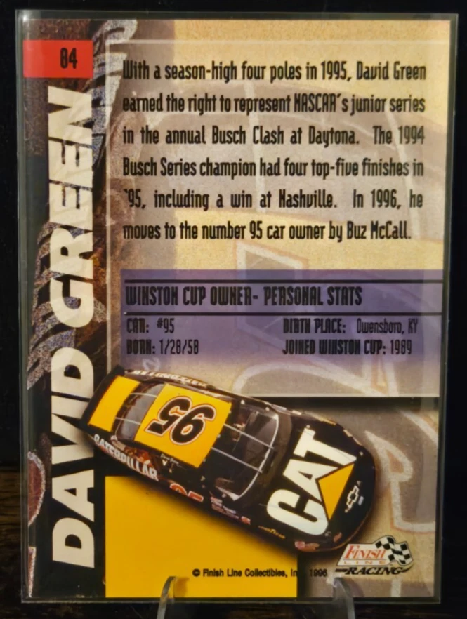 Finish Line - 1996 - David Green - #64 NASCAR - Card - Image 2 of 2