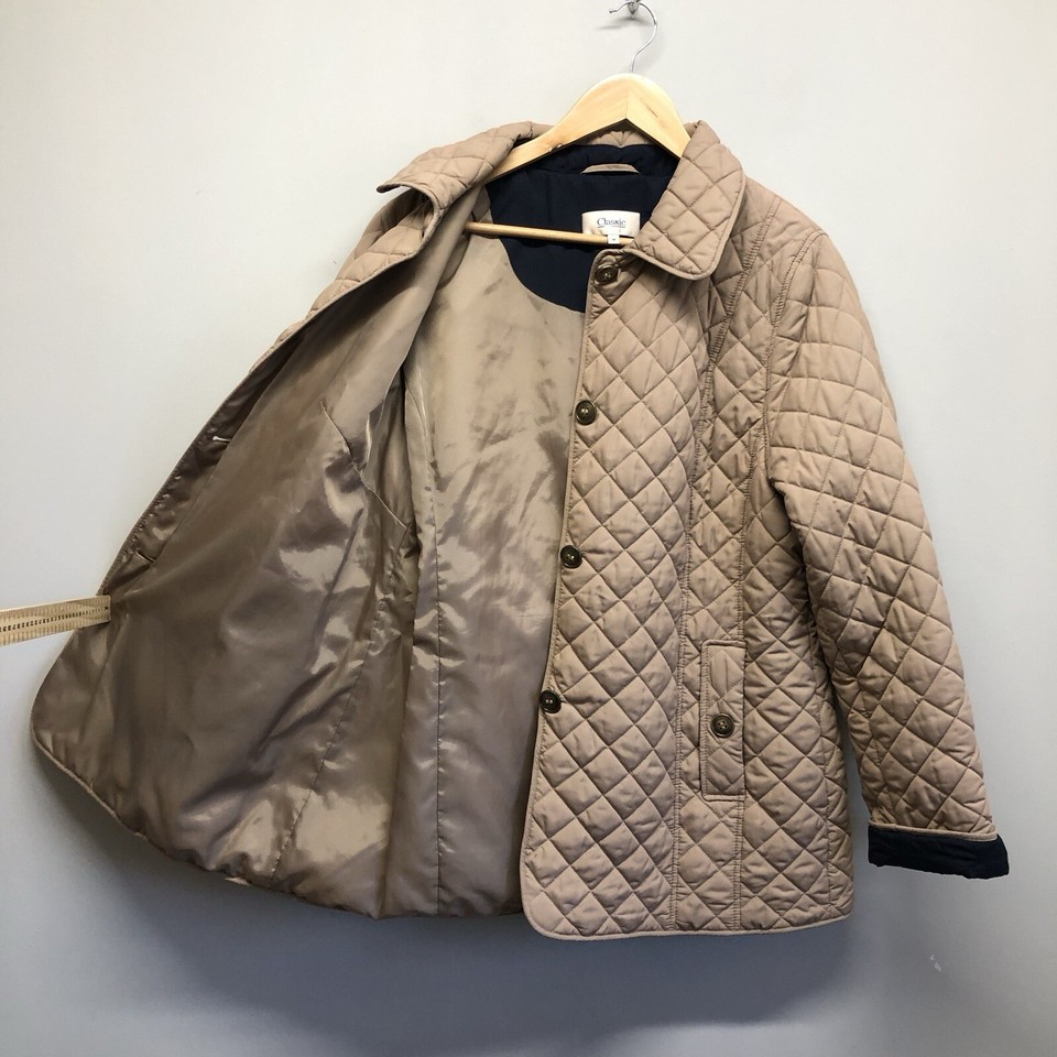 M&S Quilted Jacket Womens U.K. 18 Beige Coat Padded Pockets Country