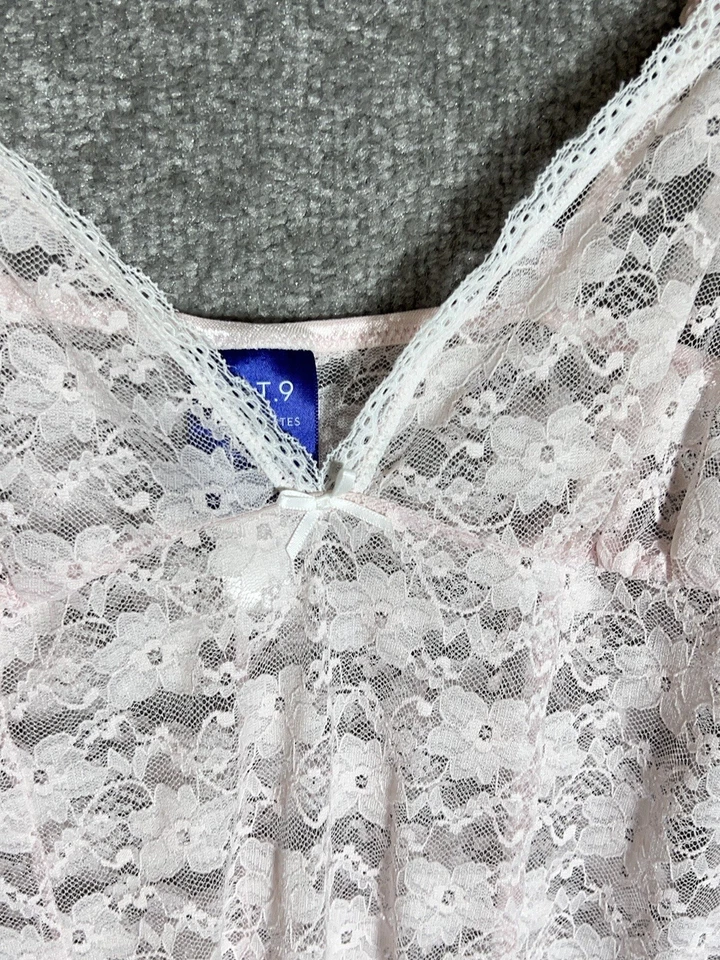 Camisola Apt 9 íntima floral renda gola V transparente chemise slip feminina tamanho G - Imagem 4 de 4