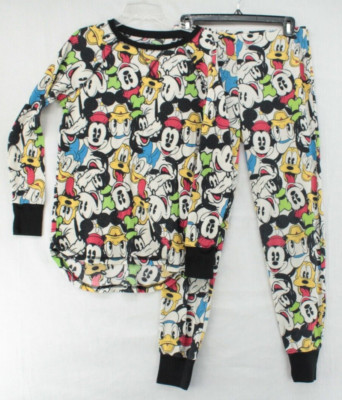 Disney Thermal Pajamas Girls 4-6 2 PC Set Mickey Donald Duck Goofy Pluto
