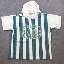 Vintage Shirt Men's Medium Hooded Vertical Stripes Made in USA Athletic Rags