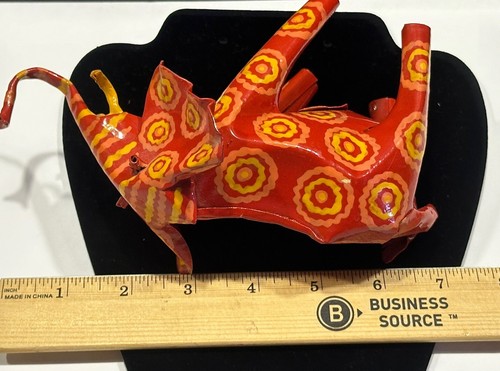 Tin / Aluminum Elephant Figurine - Hand Crafted Orange - African Folk Art 5x7x3” - Picture 13 of 16