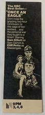1977 NBC tv ad ~ ONCE AN EAGLE Sam Elliott, Cliff Potts