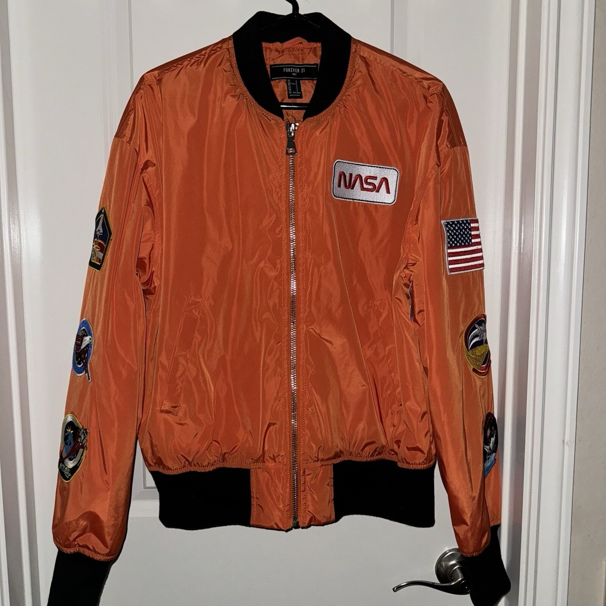 Orange Forever 21 Nasa Jacket Forever 21 Mens NASA Bomber Jacket