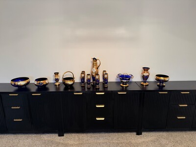 Crystal Bohemia - Blue & Gold - handmade collection 1950