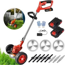 Electric Cordless Grass String Trimmer Lawn Edger Weed Wacker Cutter + 2 Battery