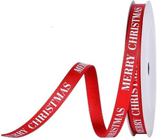 Merry Christmas Grosgrain Ribbon 3/8 Inch 10 Yards, Christmas Ribbons for Gift W