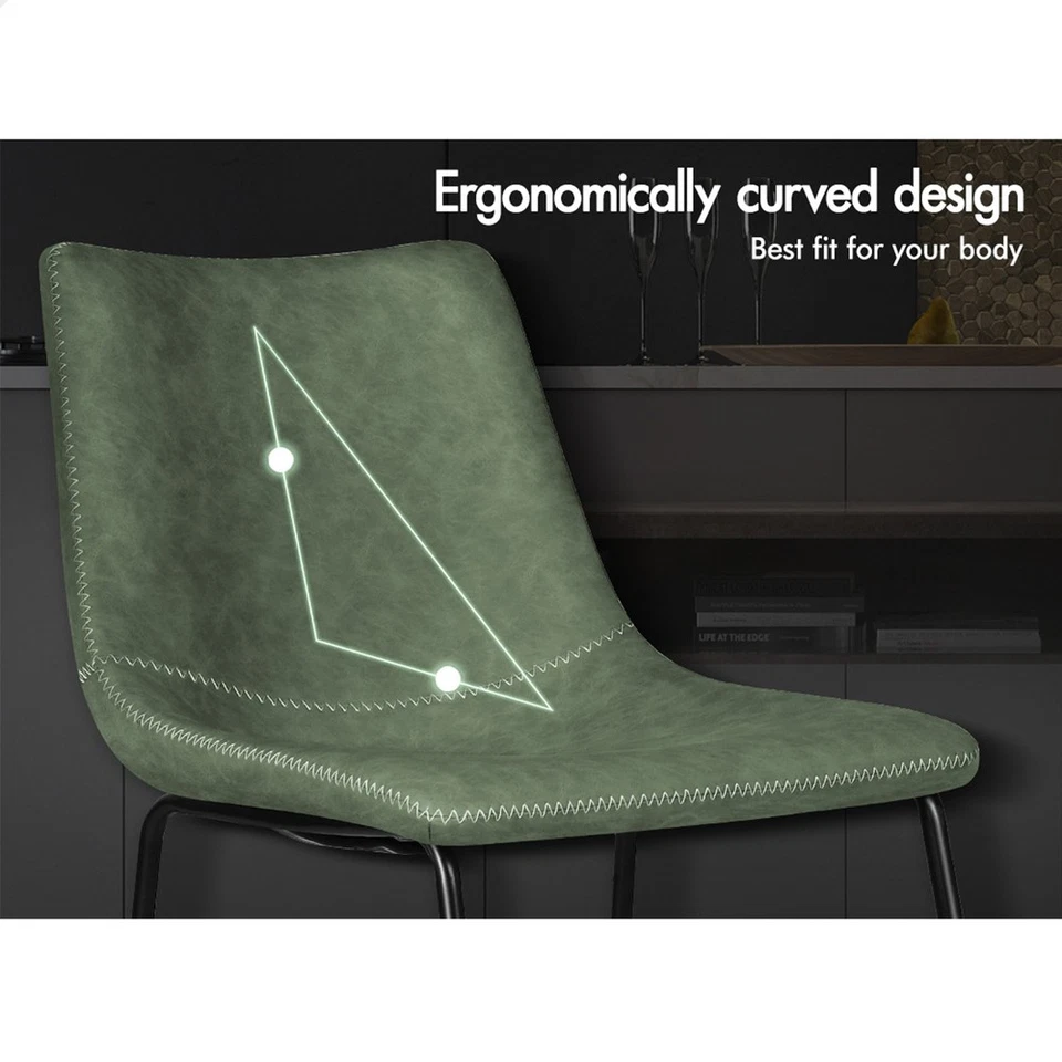 ALFORDSON 2x Dining Chairs Kitchen Lounge Cafe Seat Retro PU Leather Green - image 4 of 4