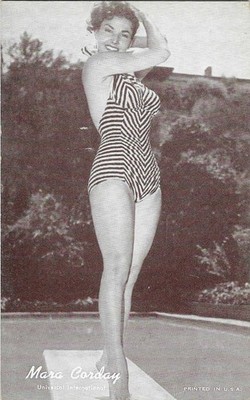 EXHIBIT CO. ARCADE CARD ''HOLLYWOOD LOVELIES'' 1950's MARA CORDAY!! RARE CARD!!