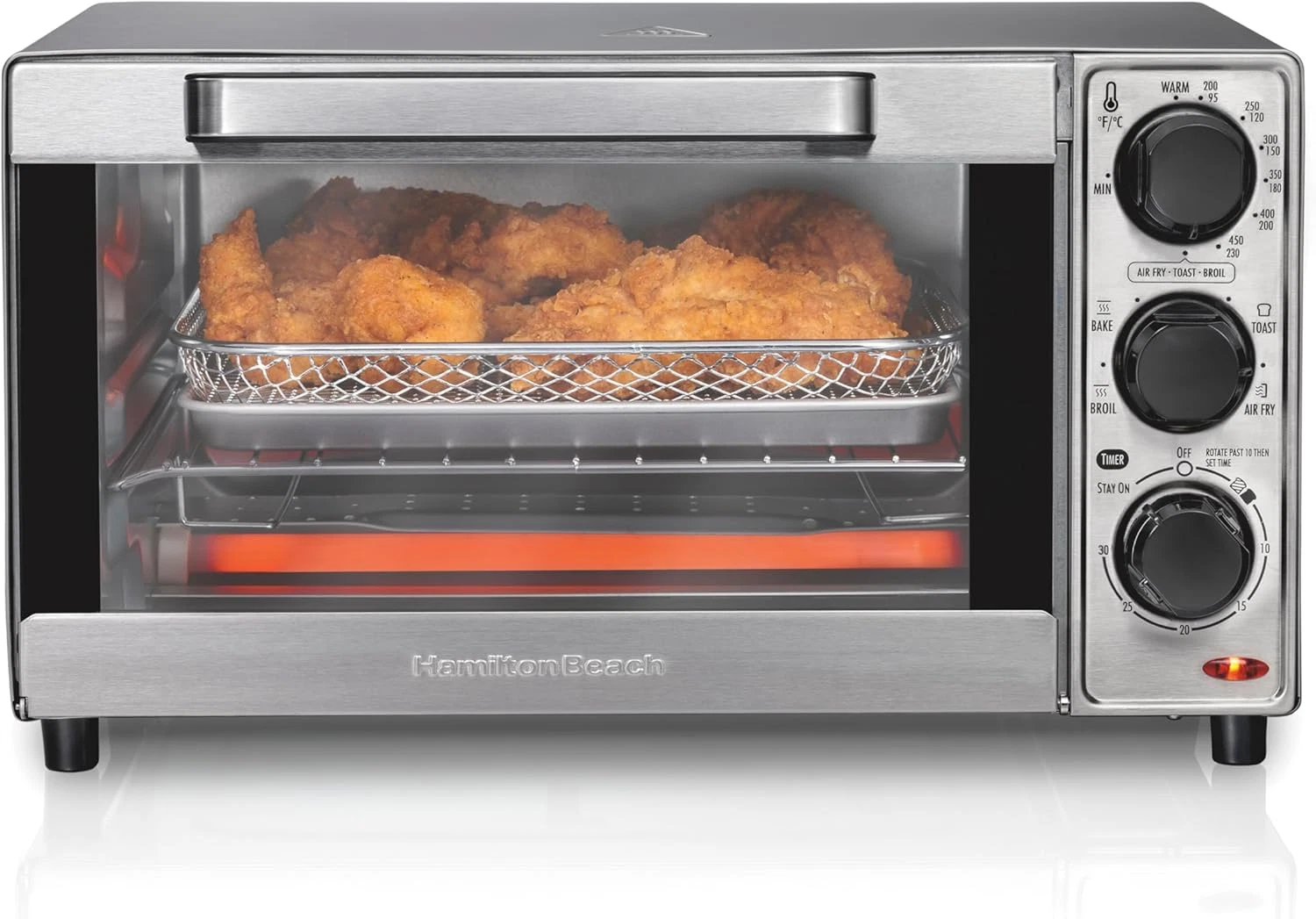 Air Fryer Toaster Oven Combo 4 Slice 9in Pizza Convection Bake Broil Stainless