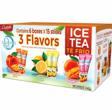 Castello Iced Tea 3 Mix Flavours Peach Lemon Mango Sachets Sticks Pack 6 x 45g