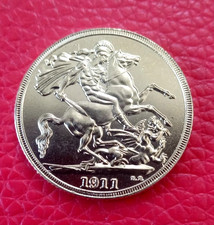 1911 George V Gold-Plated Sovereign Coin: Coronation Year MODERN MUSEUM SPECIMEN