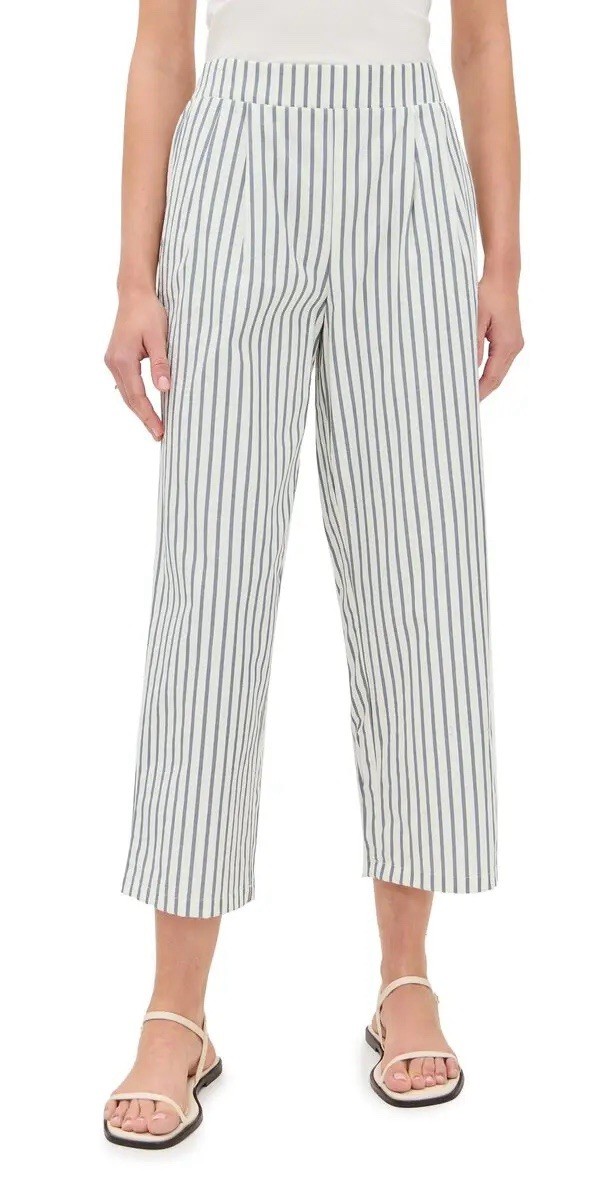 LNA Clothing Finley Wide Leg Pull On Pants Small Cropped Striped Cotton Blend